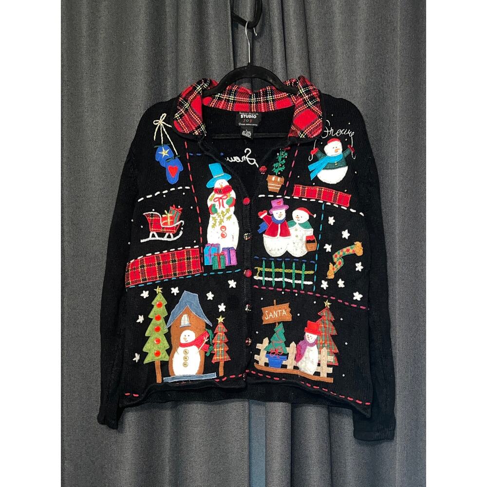 Ugly Christmas Sweater Xmas Cardigan Size Large Vintage